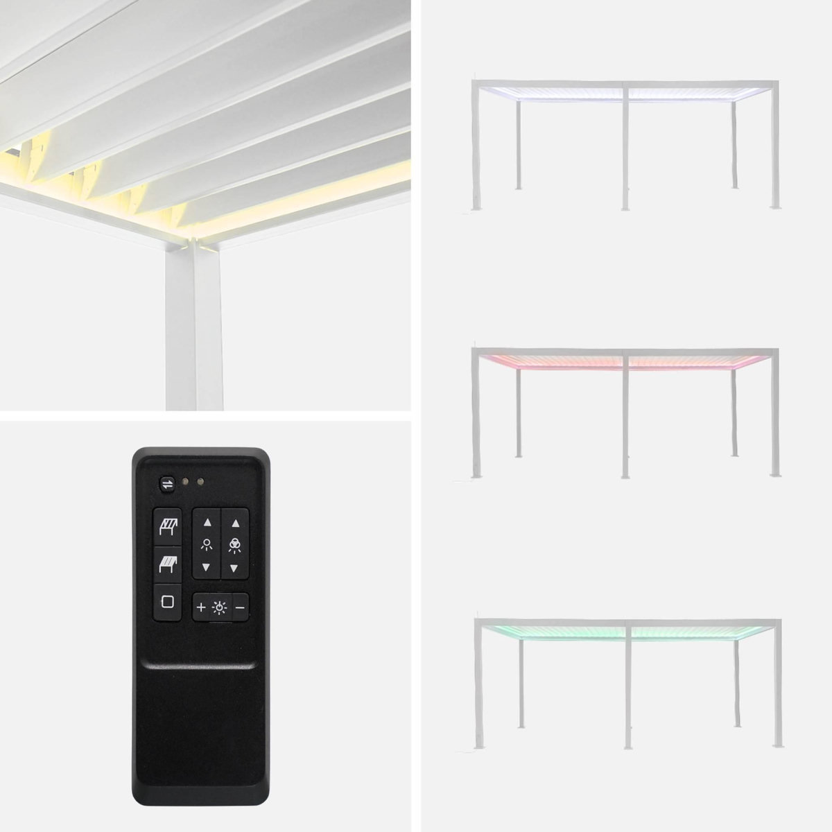 SWEEEK Pergola bioclimatique motorisée aluminium 6x3m LED + 4 stores 3m Triomphe