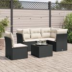 VIDAXL Salon de jardin 6 pcs avec coussins noir resine tressee