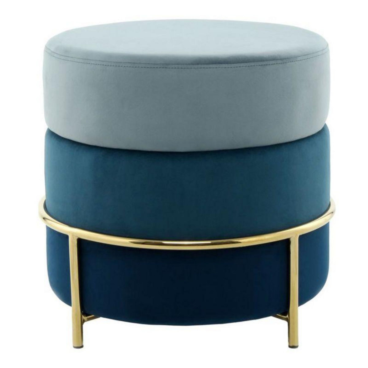 Paris Prix Pouf Rond Design en Velours  Matilda  48cm Bleu