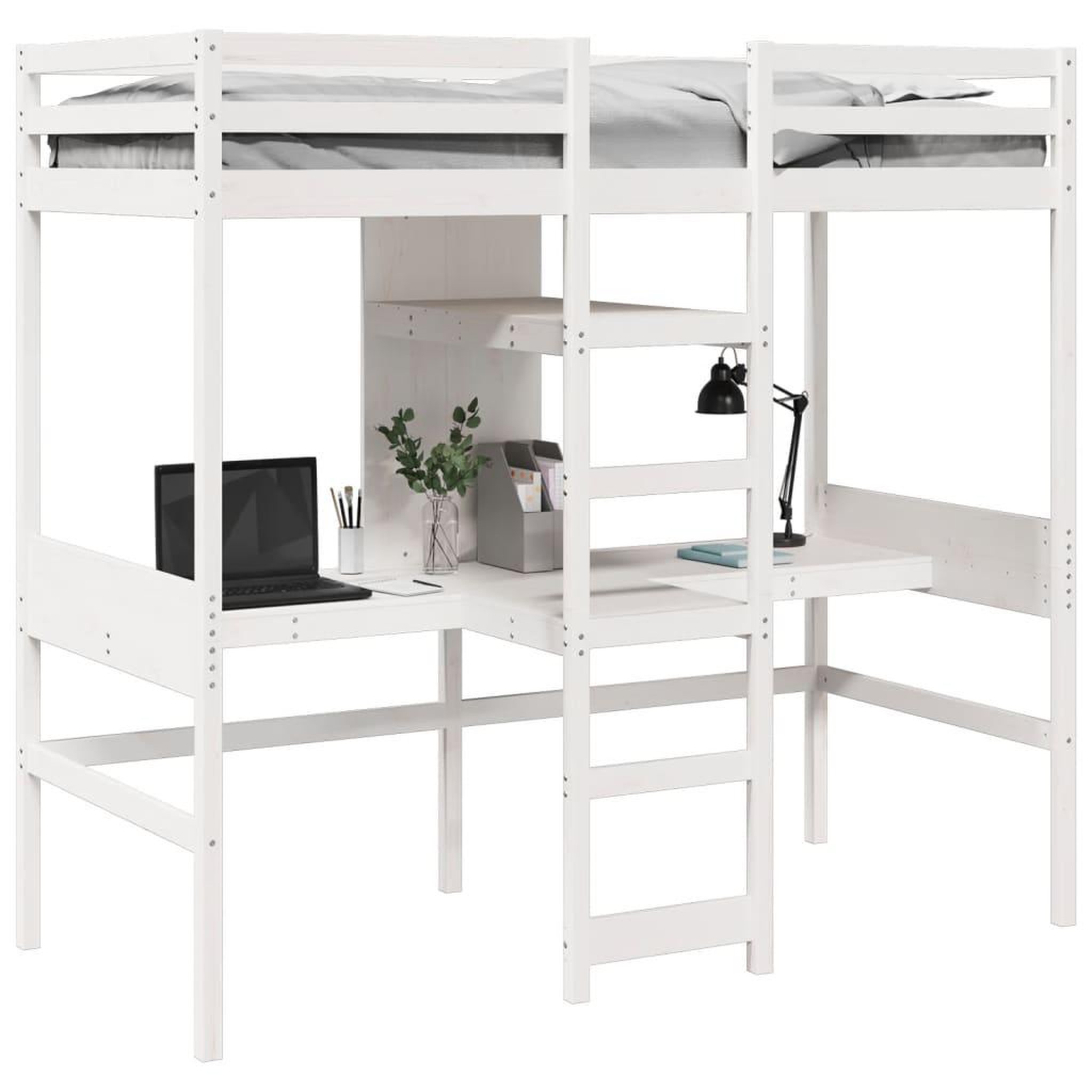 Voir la diapositive 4 : VIDAXL Cadre de lit superpose sans matelas blanc 75x190 cm pin massif