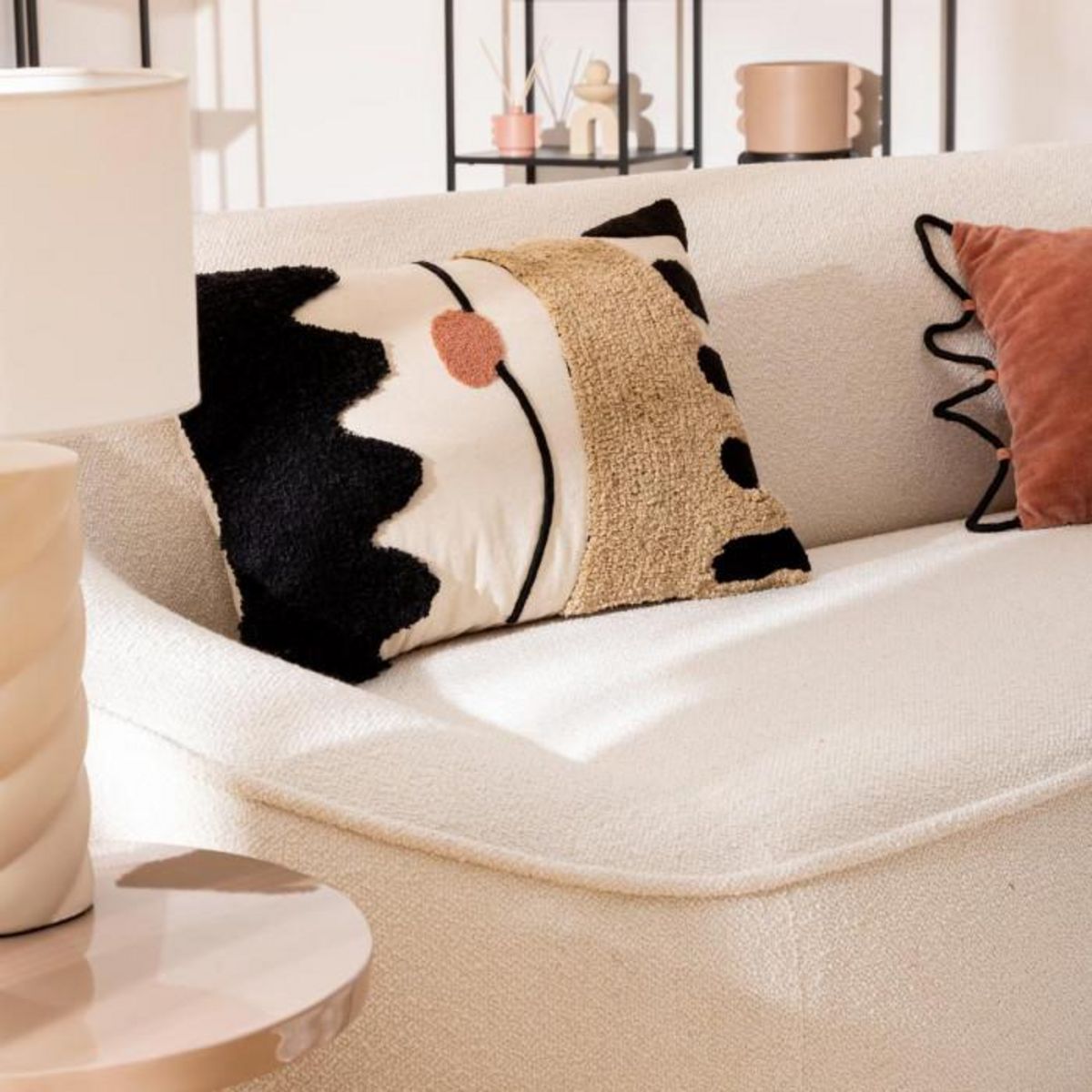 ATMOSPHERA Coussin Déco Tufté  Wavy Bliss  38x58cm Multicolore