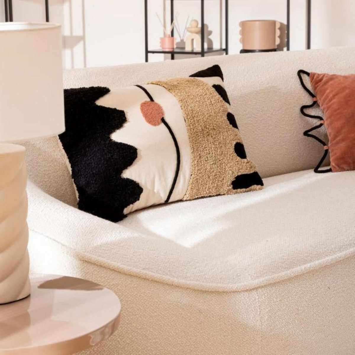 ATMOSPHERA Coussin Déco Tufté  Wavy Bliss  38x58cm Multicolore