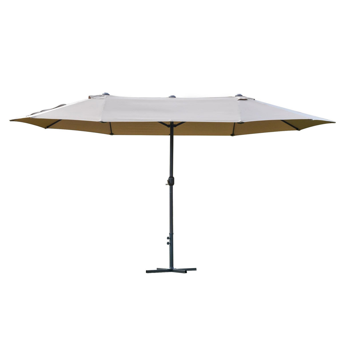 OUTSUNNY Parasol de jardin XXL parasol grande taille 4,6L x 2,7l x 2,4H m ouverture fermeture manivelle acier polyester haute densité café latte
