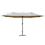 OUTSUNNY Parasol de jardin XXL parasol grande taille 4,6L x 2,7l x 2,4H m ouverture fermeture manivelle acier polyester haute densité café latte