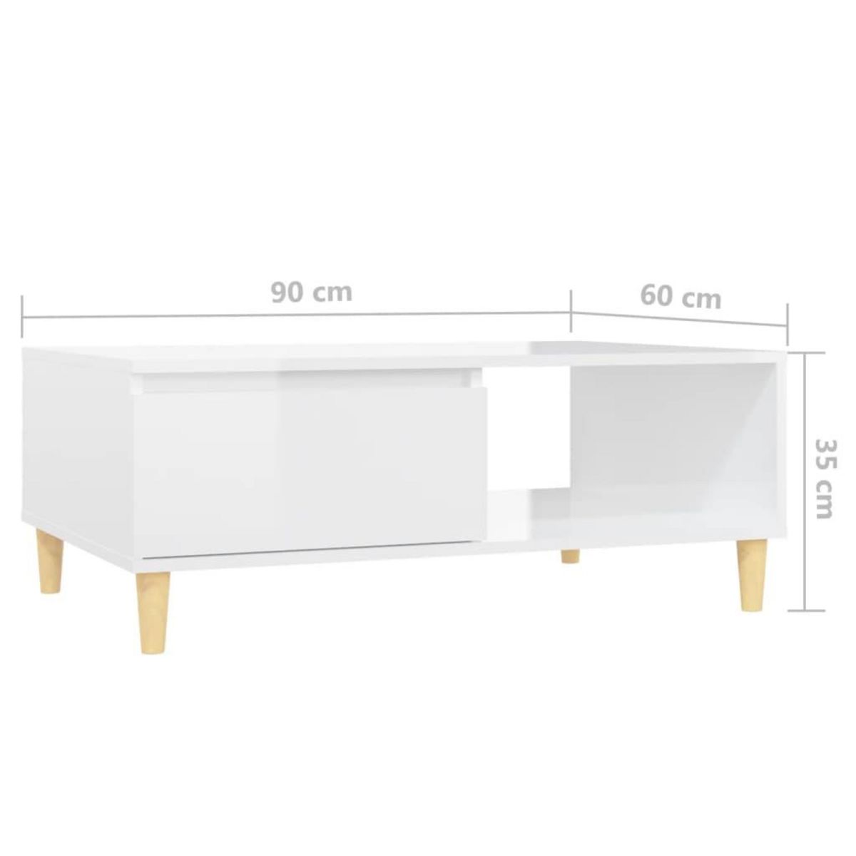 VIDAXL Table basse blanc brillant 90x60x35 cm bois d'ingenierie
