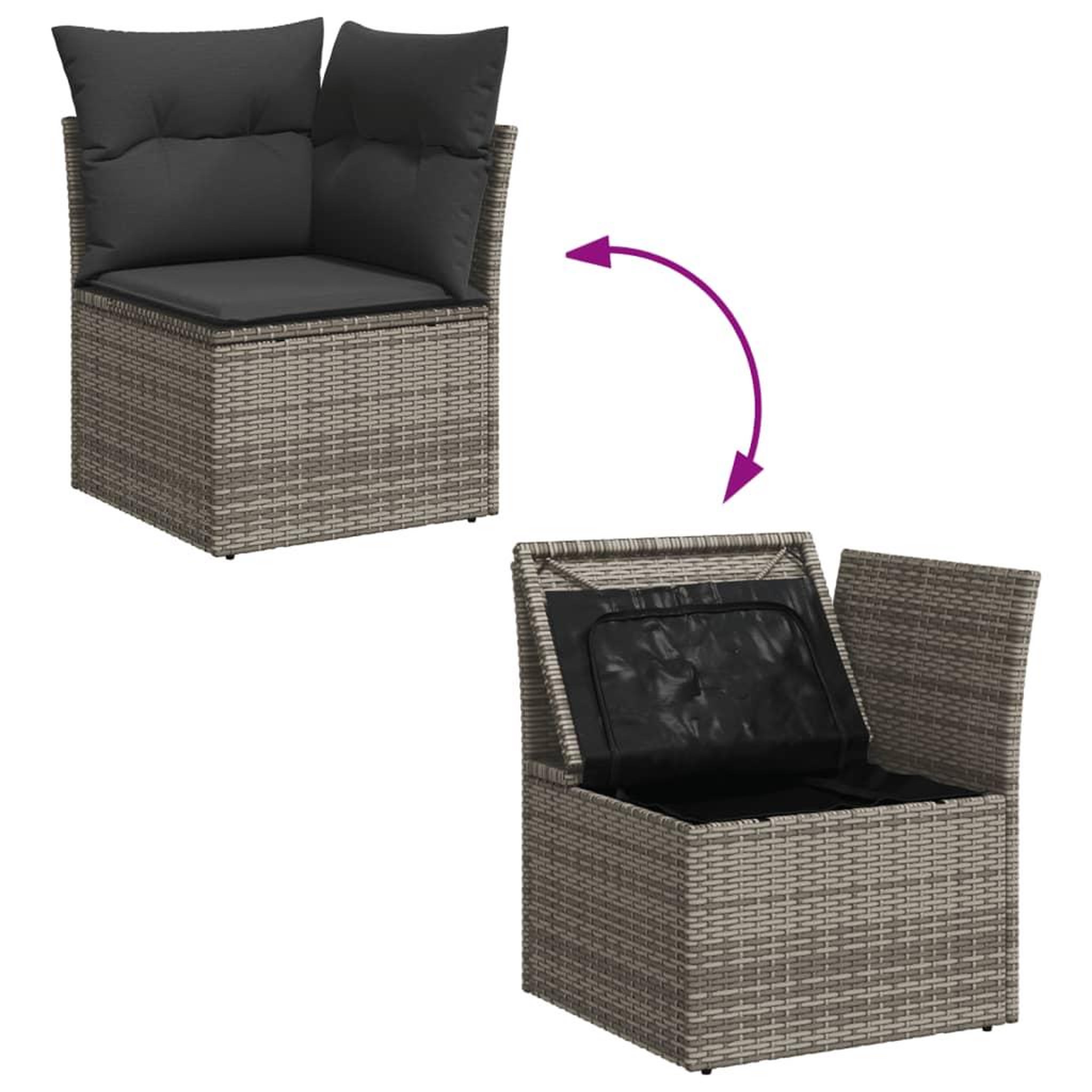 Voir la diapositive 4 : VIDAXL Salon de jardin 5 pcs avec coussins gris resine tressee