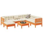 VIDAXL Salon de jardin 8 pcs avec coussins marron cire bois pin massif