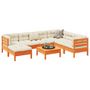 Voir la diapositive 1 : VIDAXL Salon de jardin 8 pcs avec coussins marron cire bois pin massif