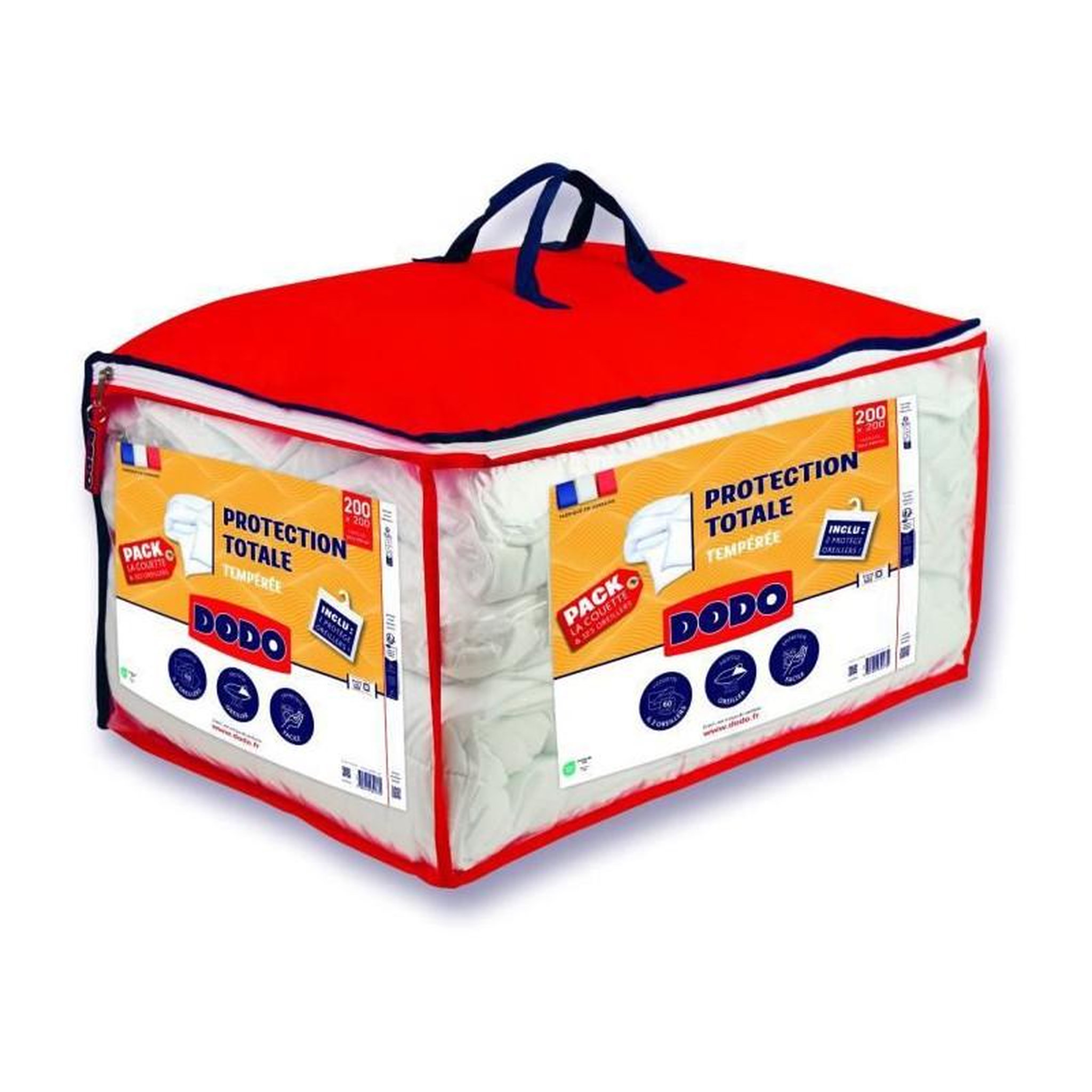 DODO Pack Protection : Couette 220x240 cm + Taie d'oreiller + 1 Protege oreiller - Fabriqué en France