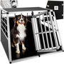 Voir la diapositive 1 : tectake Cage de transport pour chiens double sécurisée avec dos droit noir 97 x 90 x 69,5 cm