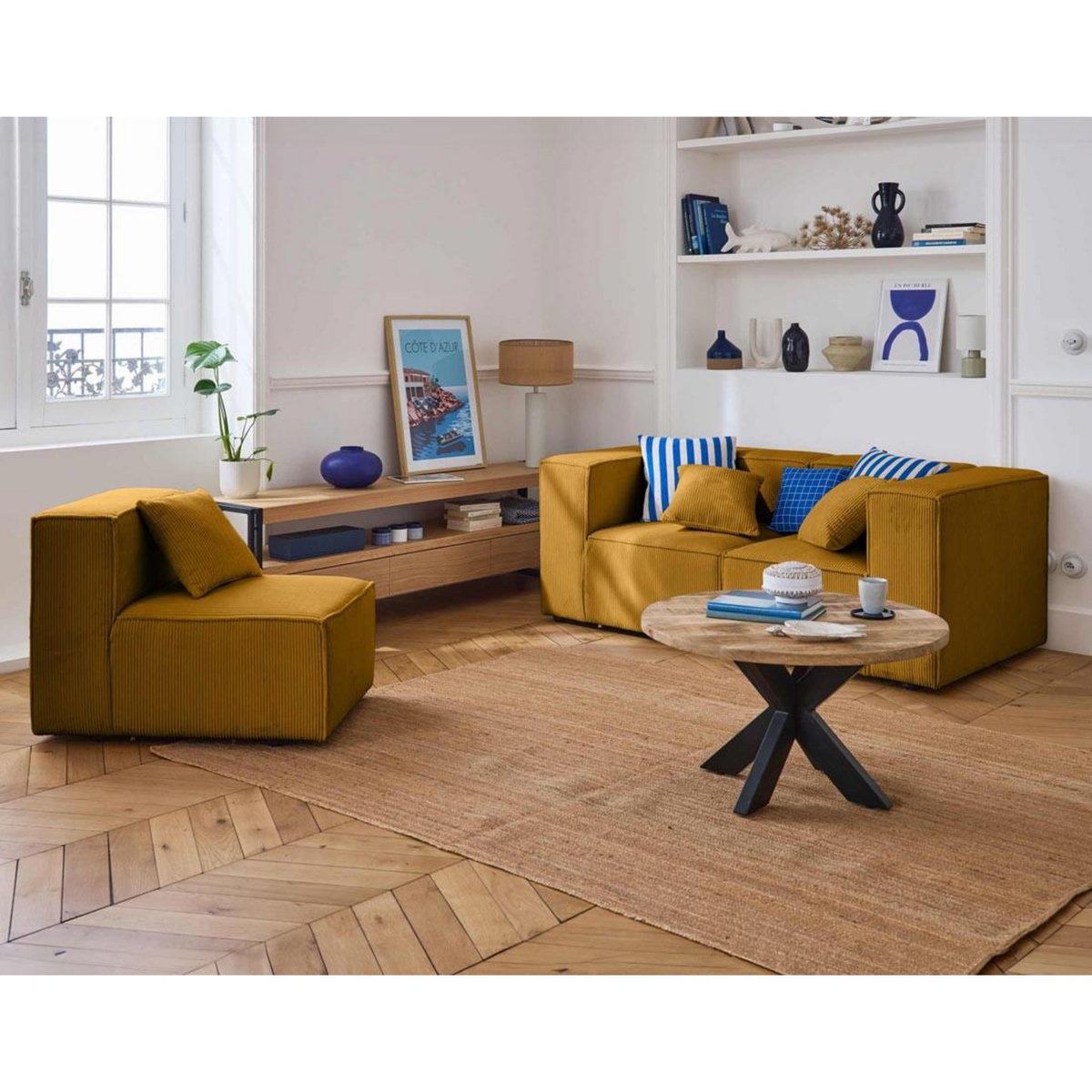 LISA DESIGN Arty - canapé modulable 3 places - en velours côtelé