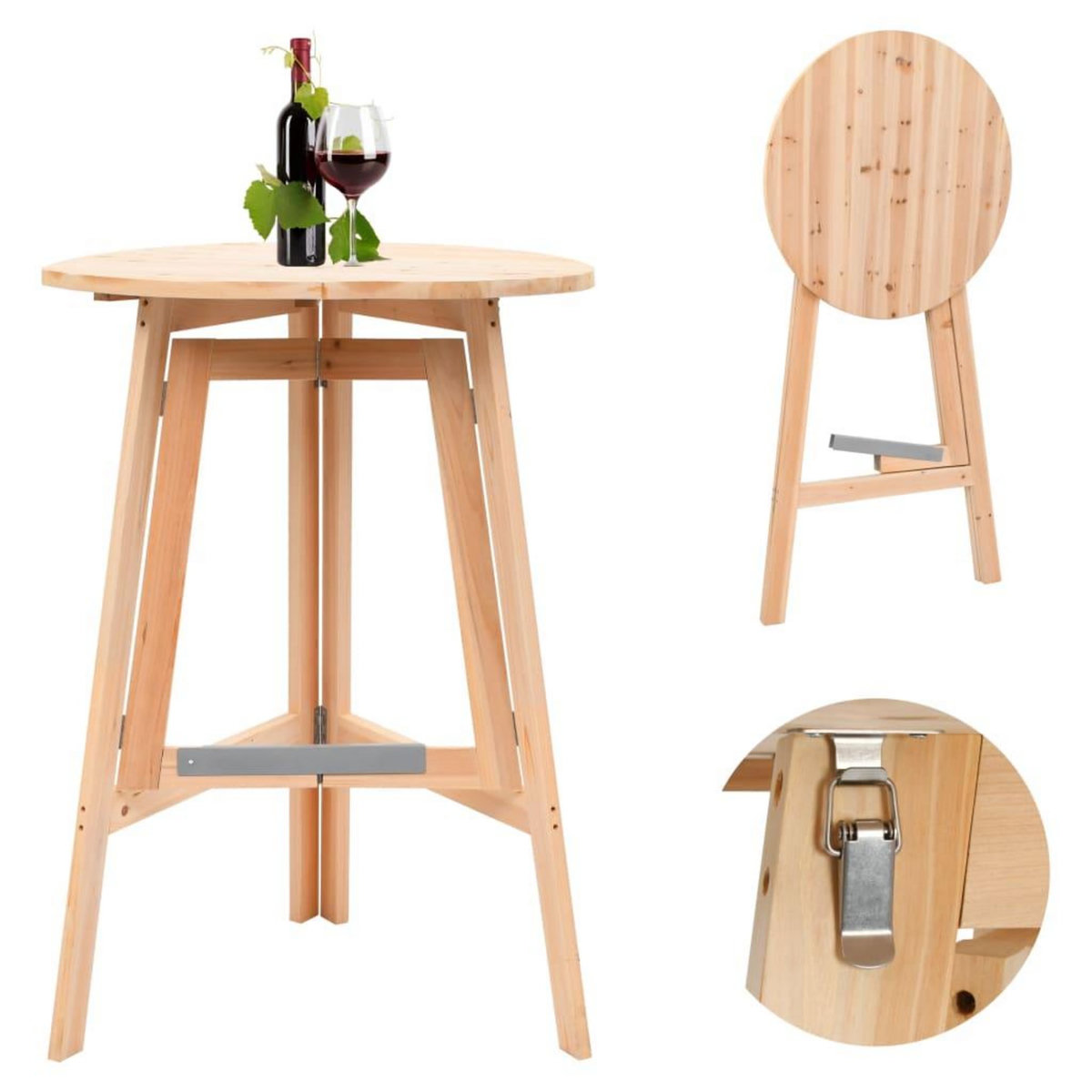 VIDAXL Table de bar pliable 78 cm Bois de sapin