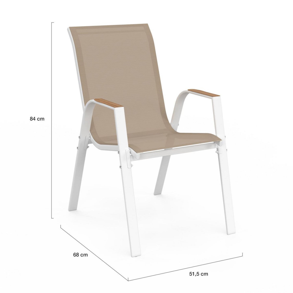 ID MARKET Salon de jardin NOUMEA table 190 cm plateau verre trempé effet bois et 8 chaises empilables blanc et bois