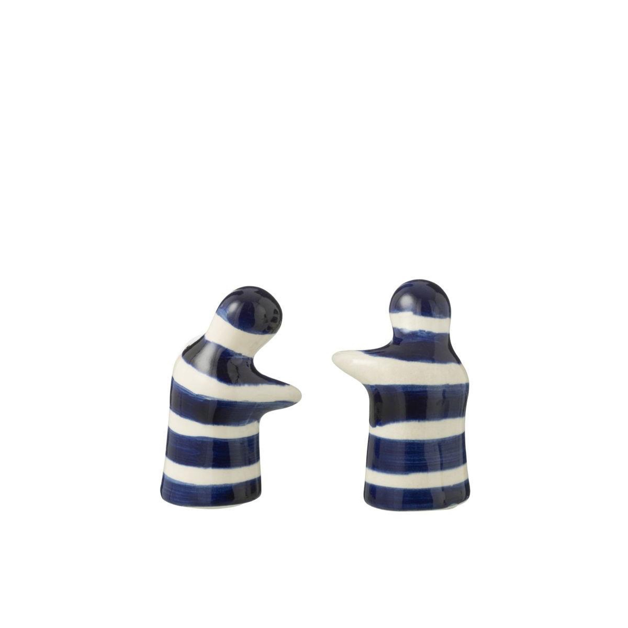 Voir la diapositive 3 : J-LINE Salière & poivrière en céramique  granada rayure  8cm bleu cobalt