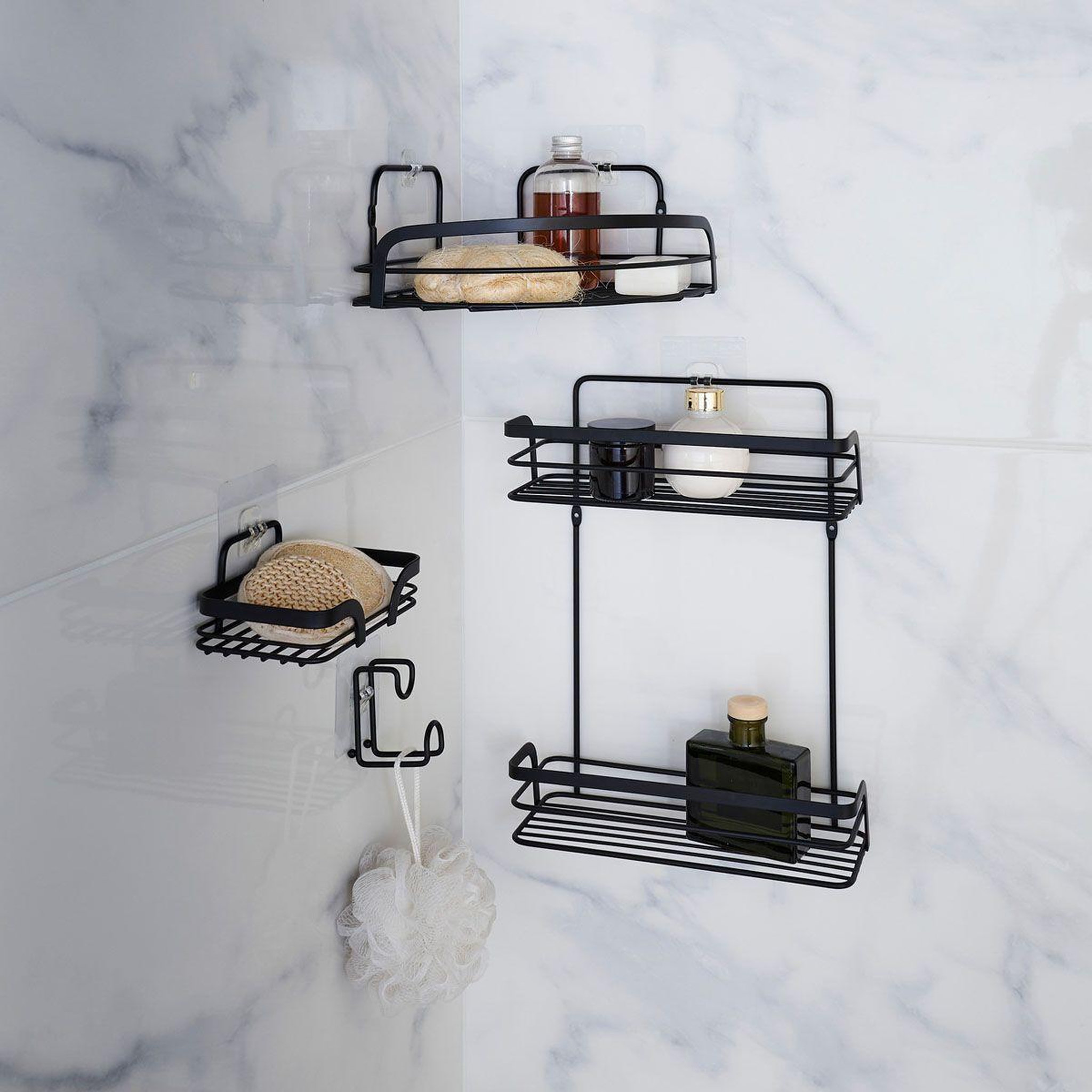 Voir la diapositive 4 : Douceur d'Intérieur Porte savon adhésif  filaire premium  14cm noir