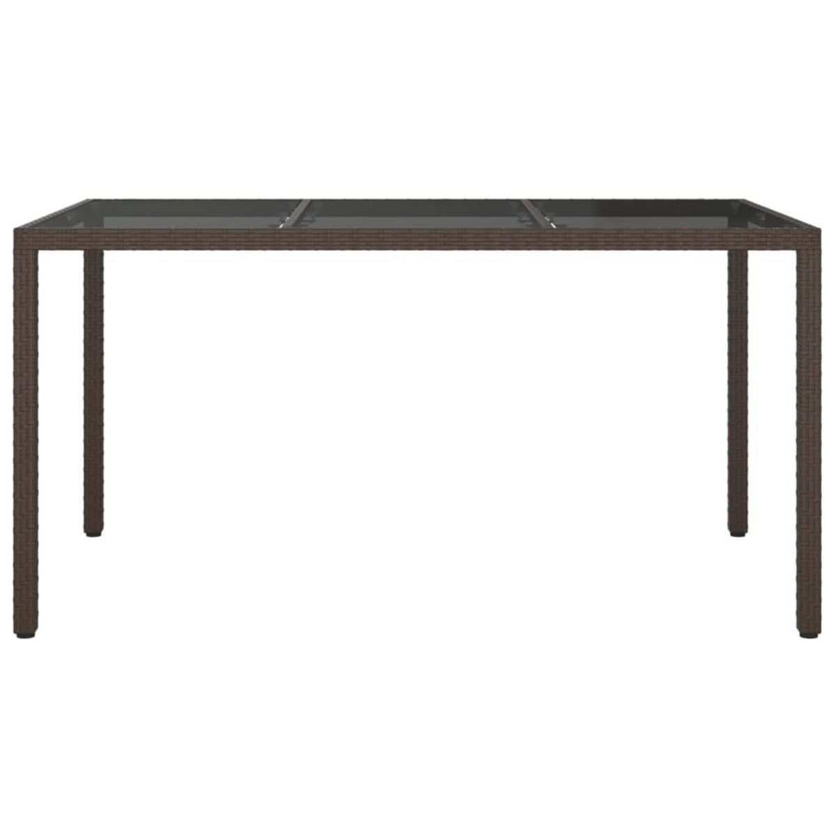 VIDAXL Table de jardin 150x90x75 cm Verre trempe/resine tressee Marron
