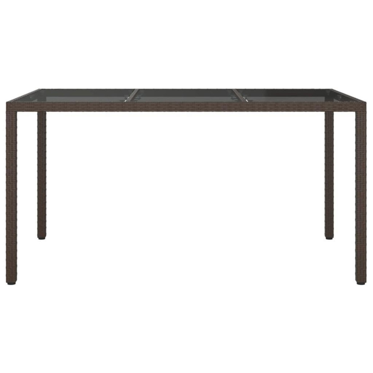 VIDAXL Table de jardin 150x90x75 cm Verre trempe/resine tressee Marron