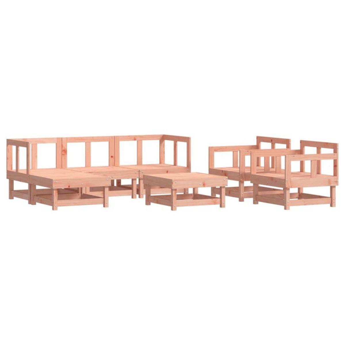 VIDAXL Salon de jardin 7 pcs avec coussins bois massif douglas
