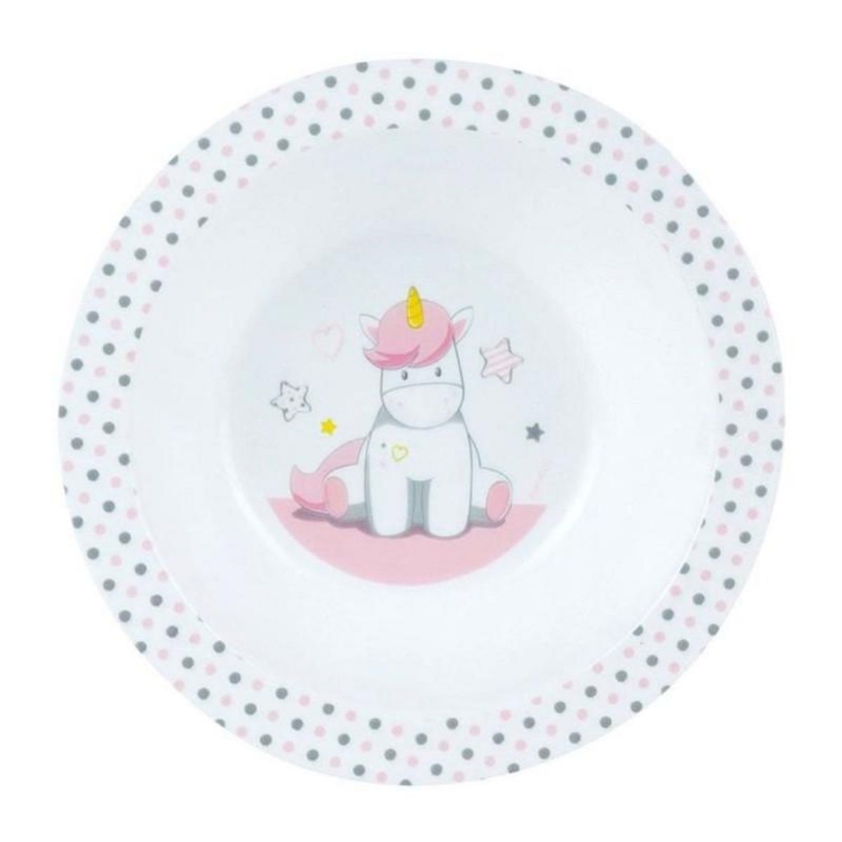 Fun House Lot Vaisselle Licorne pour Enfant - FUN HOUSE - 006319 - 2 Assiettes, 2 Sets de Couverts et 1 Peluche Douce