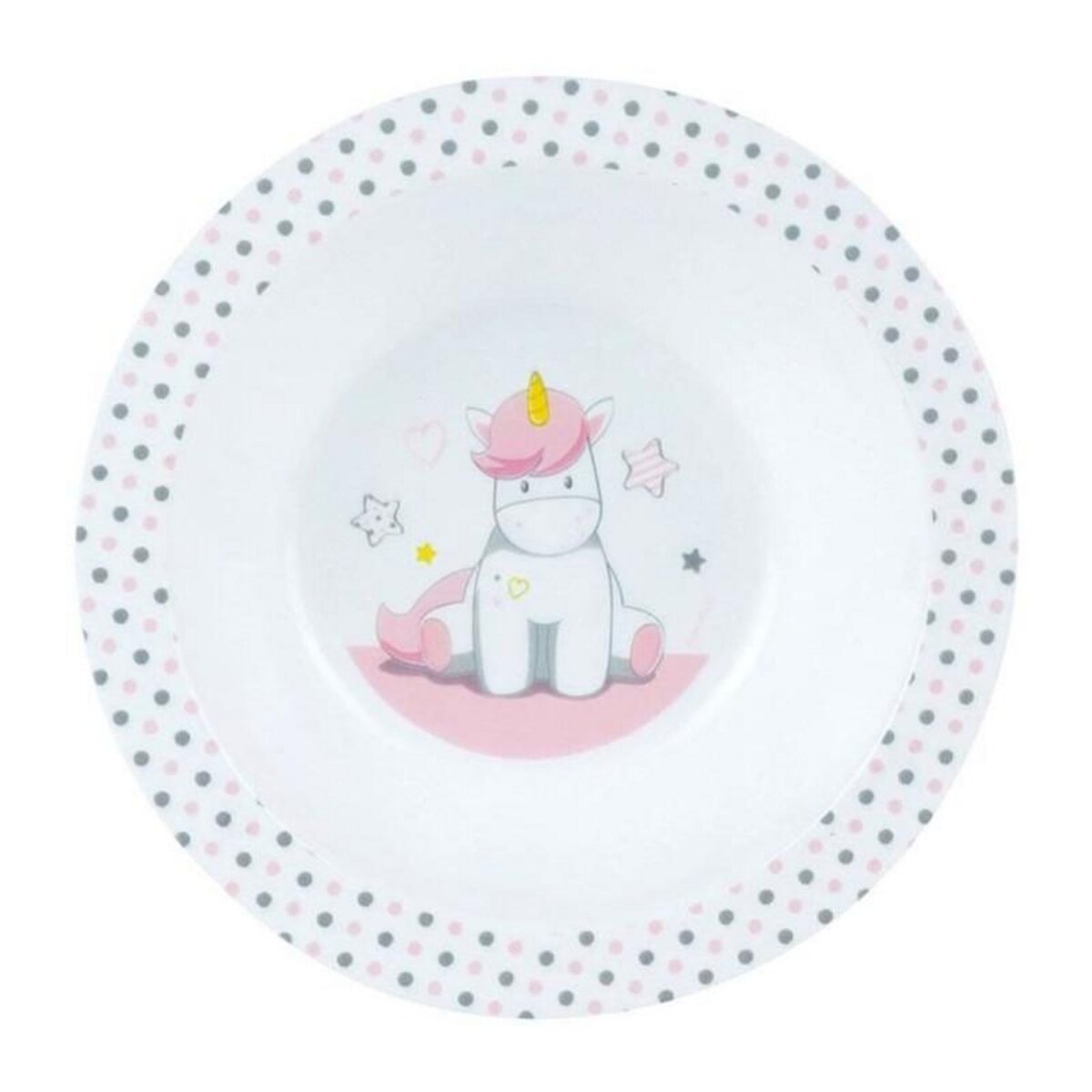 Fun House Lot Vaisselle Licorne pour Enfant - FUN HOUSE - 006319 - 2 Assiettes, 2 Sets de Couverts et 1 Peluche Douce