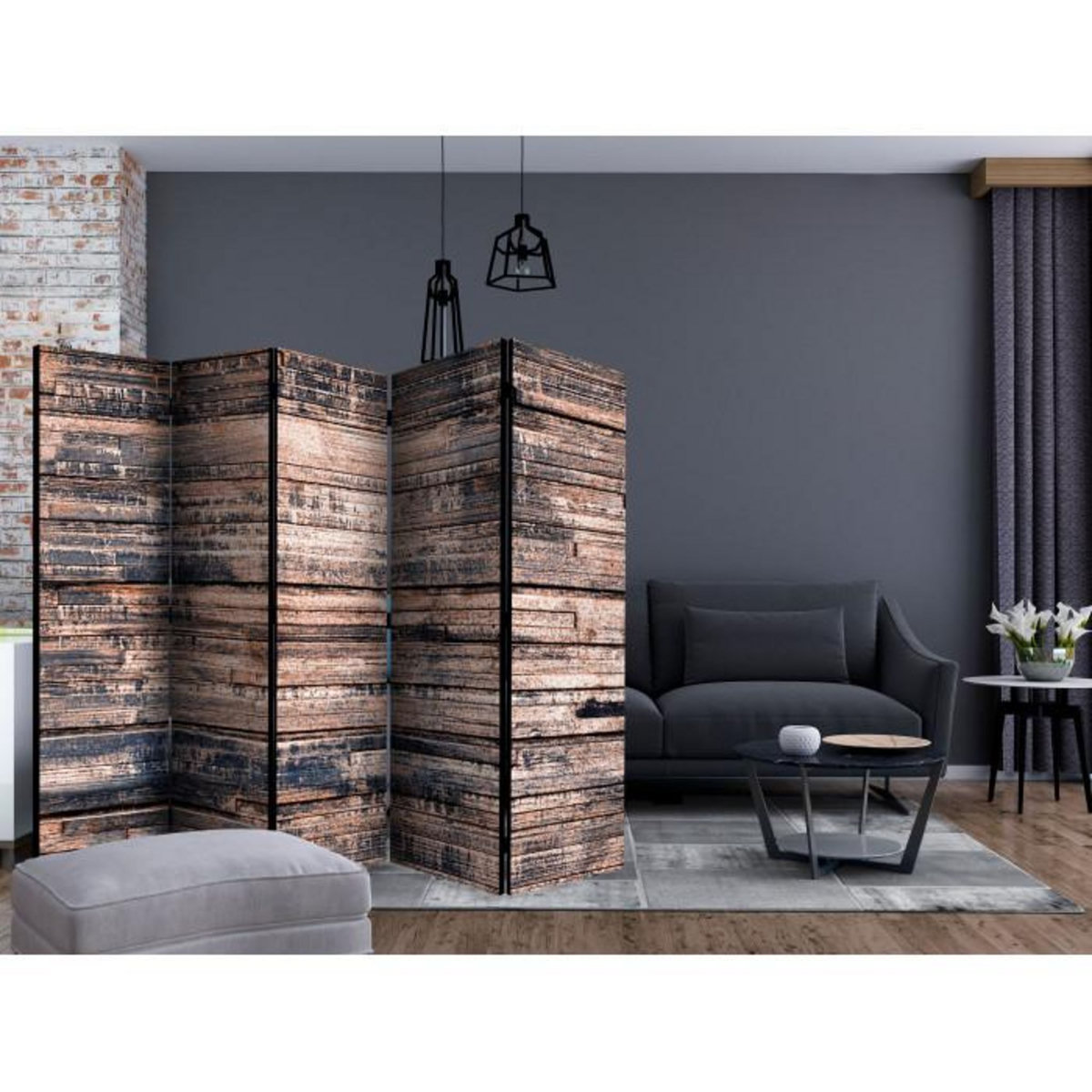 Paris Prix Paravent 5 Volets  Burnt Boards  172x225cm