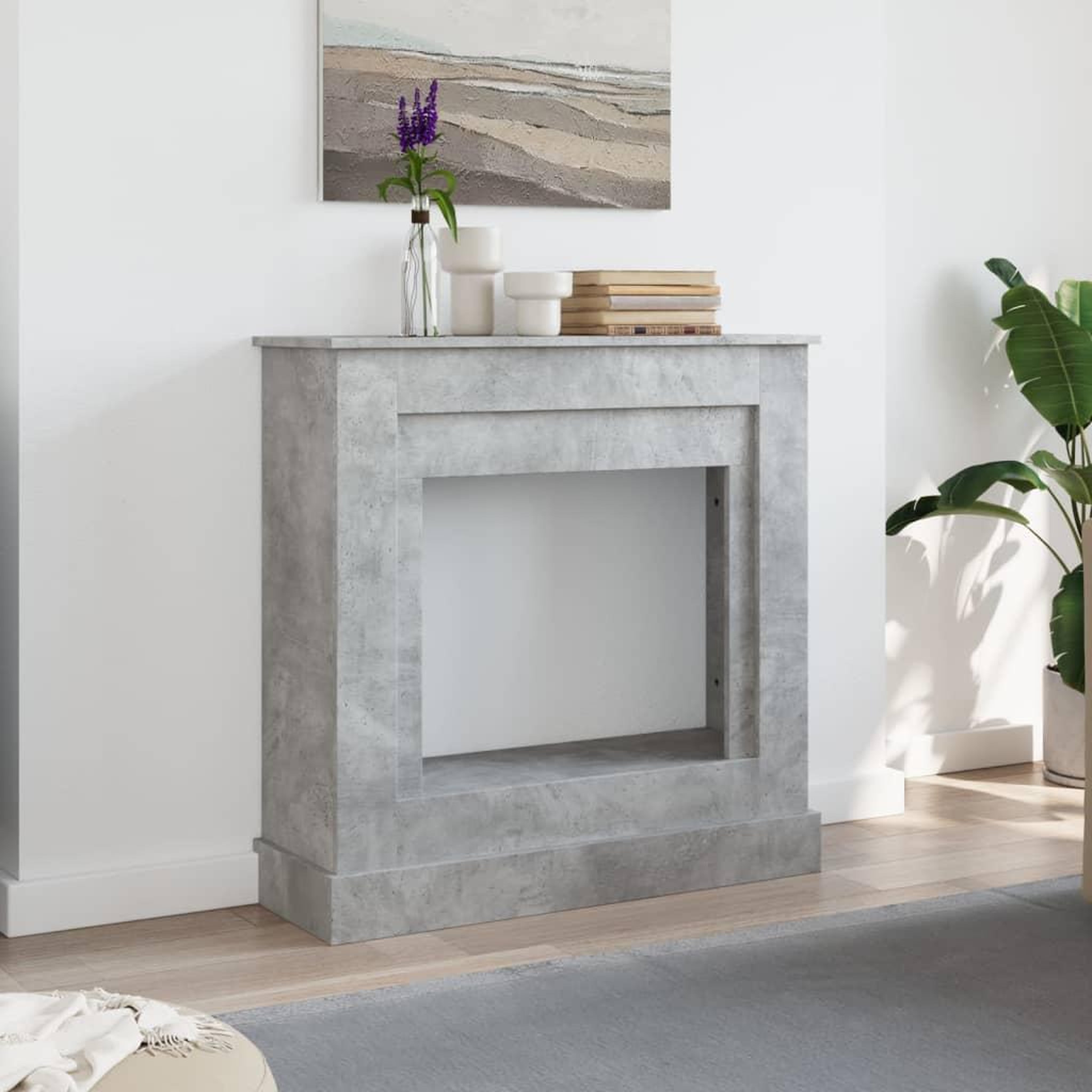 Voir la diapositive 3 : VIDAXL Cadre de cheminee gris beton 90x30x90 cm bois d'ingenierie