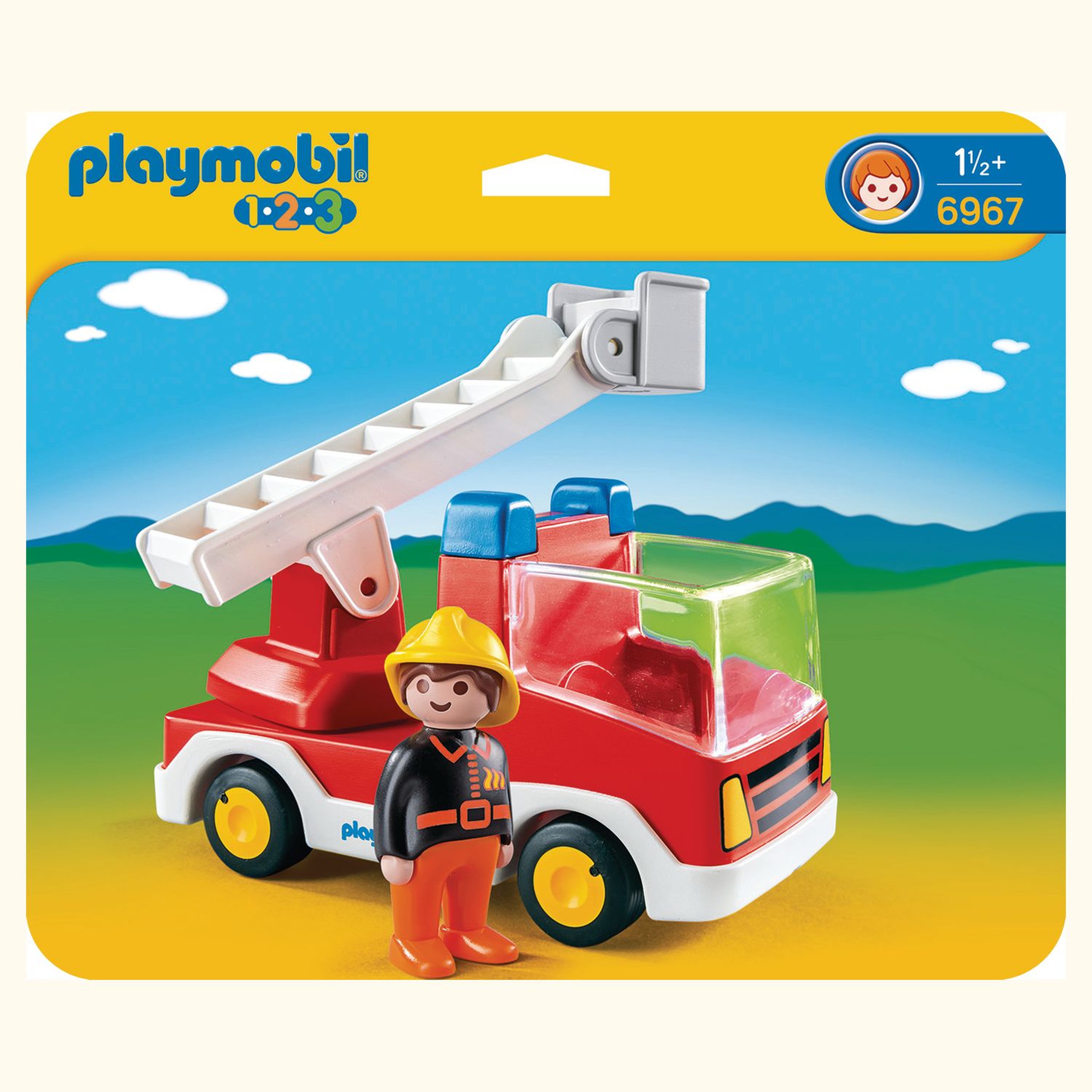 Voir la diapositive 4 : PLAYMOBIL 6967 - 1.2.3 - Camion de pompier avec échelle pivotante 