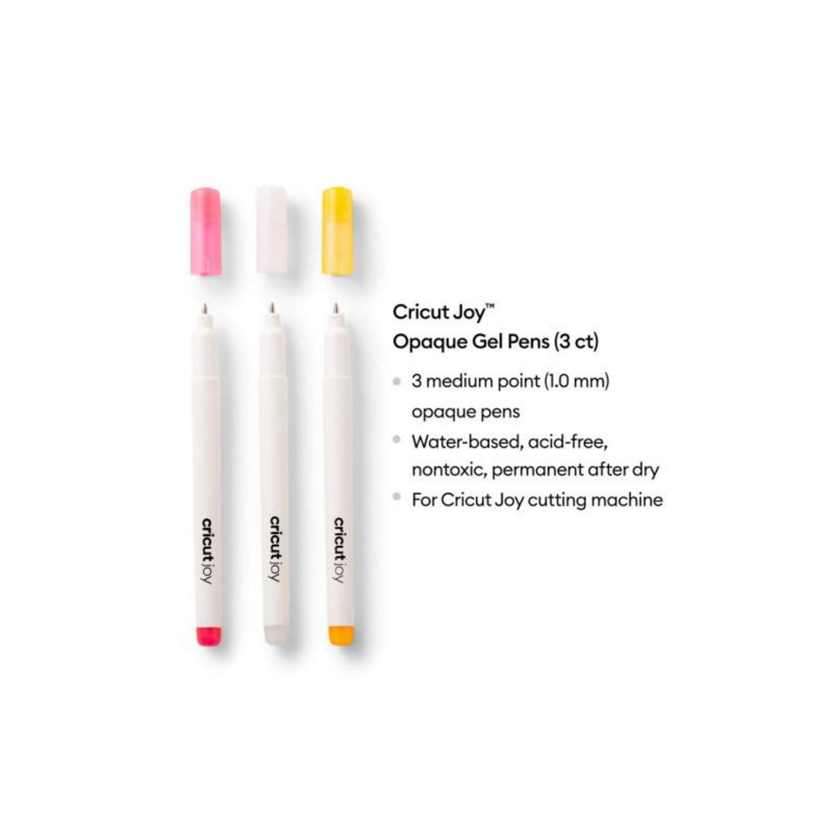 CRICUT Accessoires Machines De Découpe et Presses A Chaud Cricut Stylos à encre gel opaques Cricut Joy 1,0 mm, rose blanc orange (3