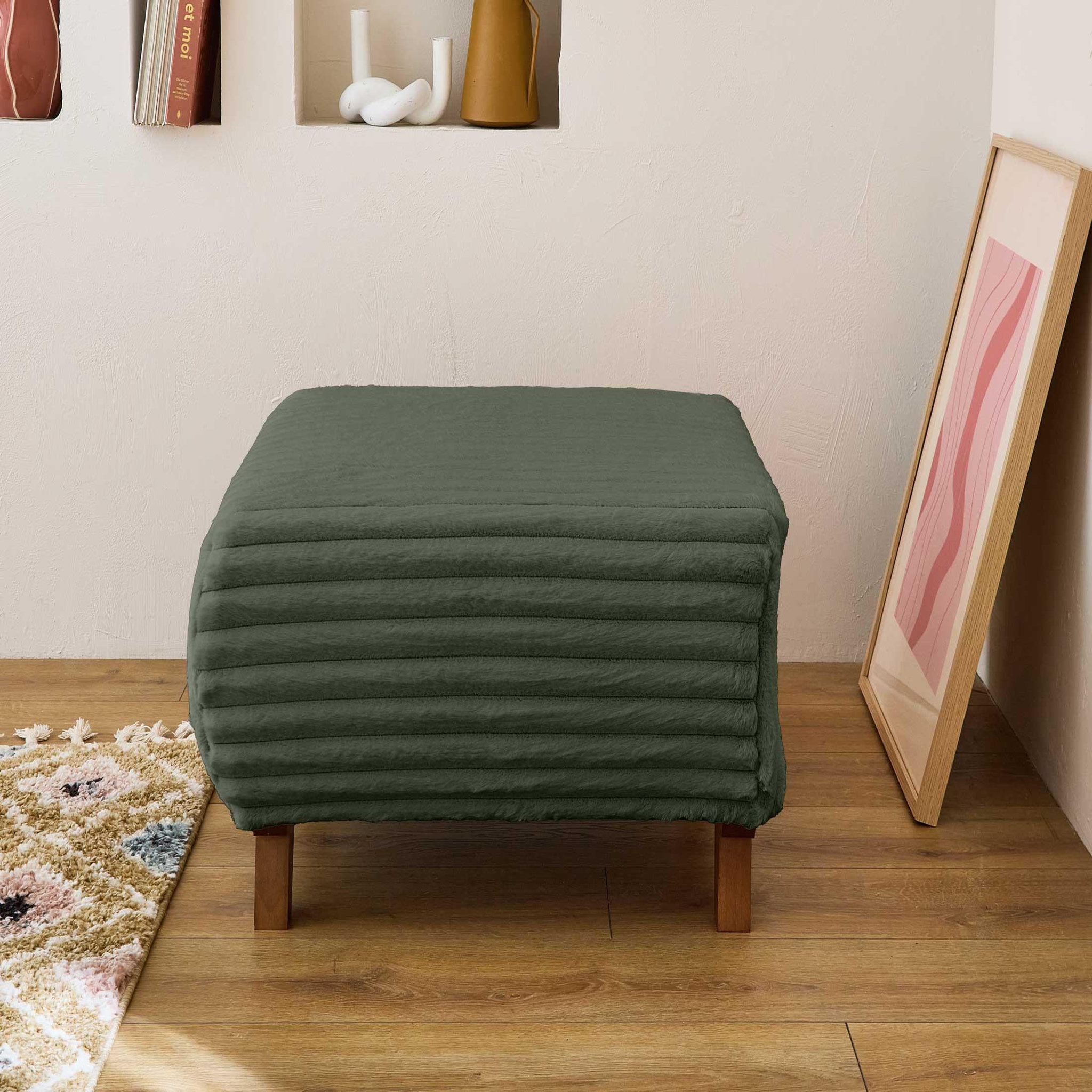 Voir la diapositive 2 : BEST MOBILIER Cristal - pouf modulable - 65 cm - en fausse fourrure côtelée