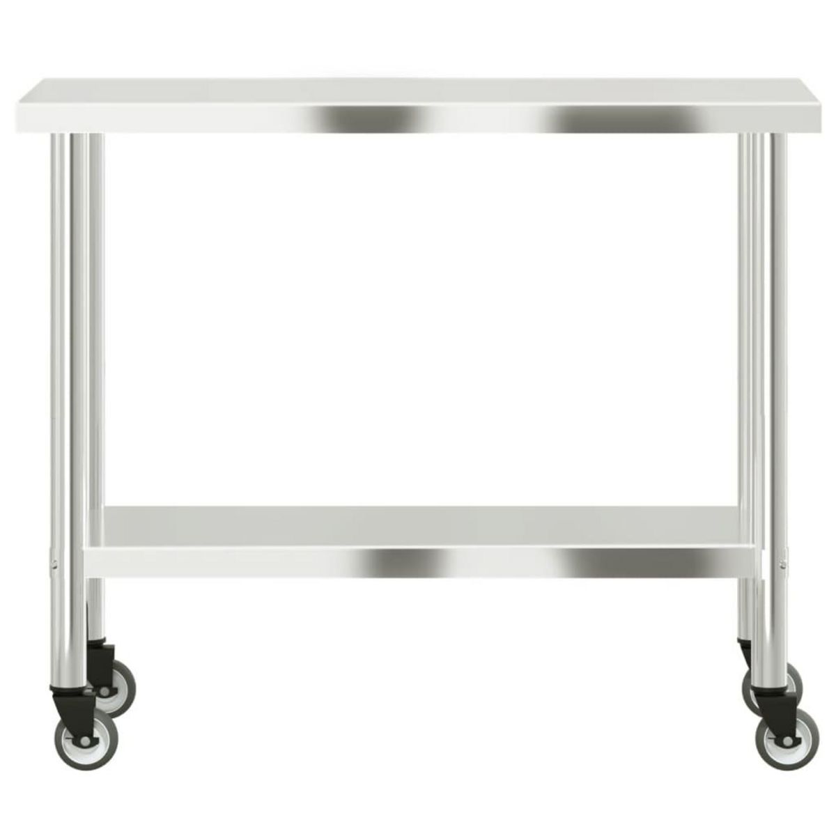 VIDAXL Table de travail de cuisine avec roues 110x55x85 cm inox