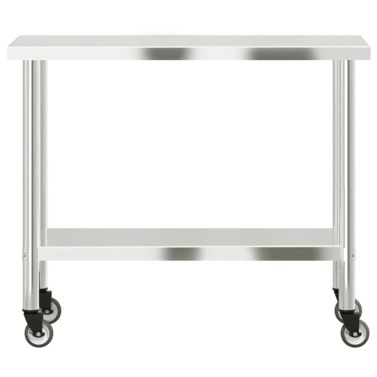 VIDAXL Table de travail de cuisine avec roues 110x55x85 cm inox