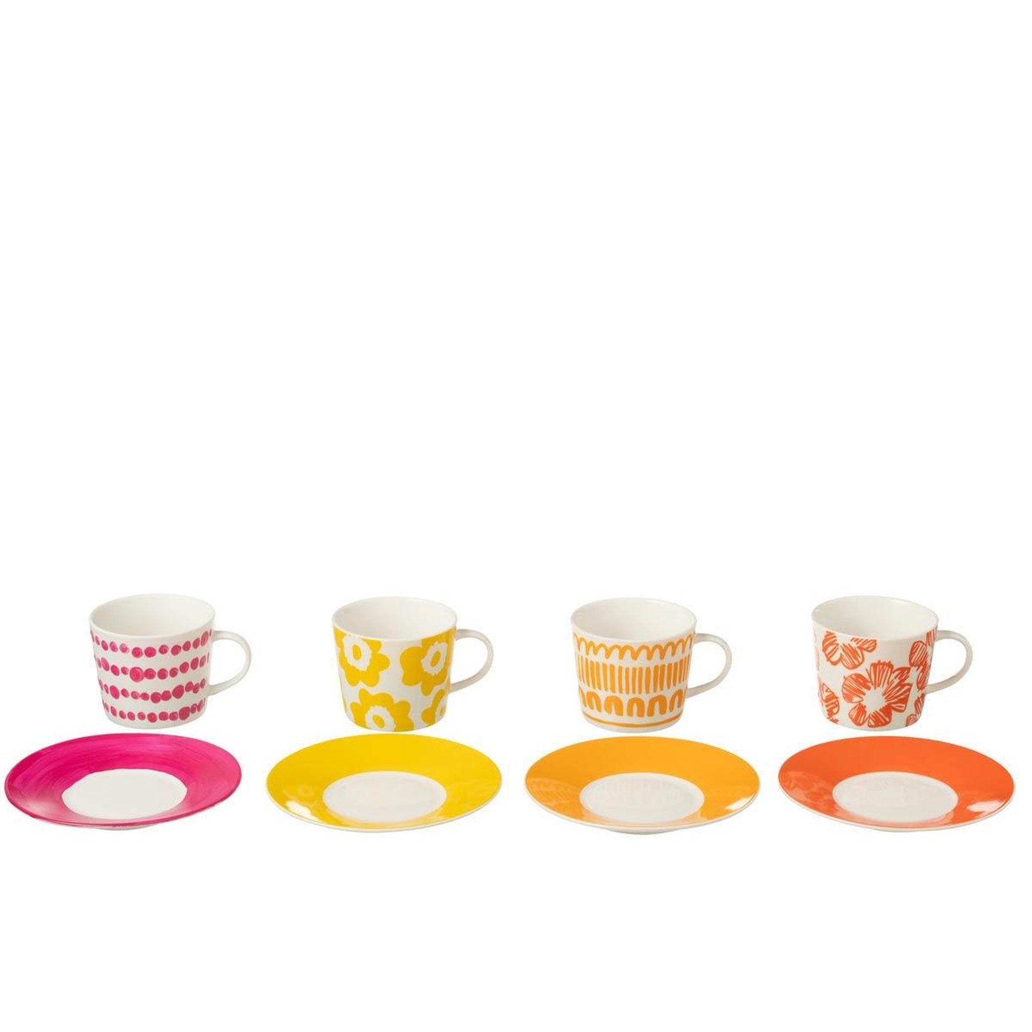 Voir la diapositive 3 : J-LINE Lot de 4 tasses & sous-tasses  fiesta sud  22cl multicolore