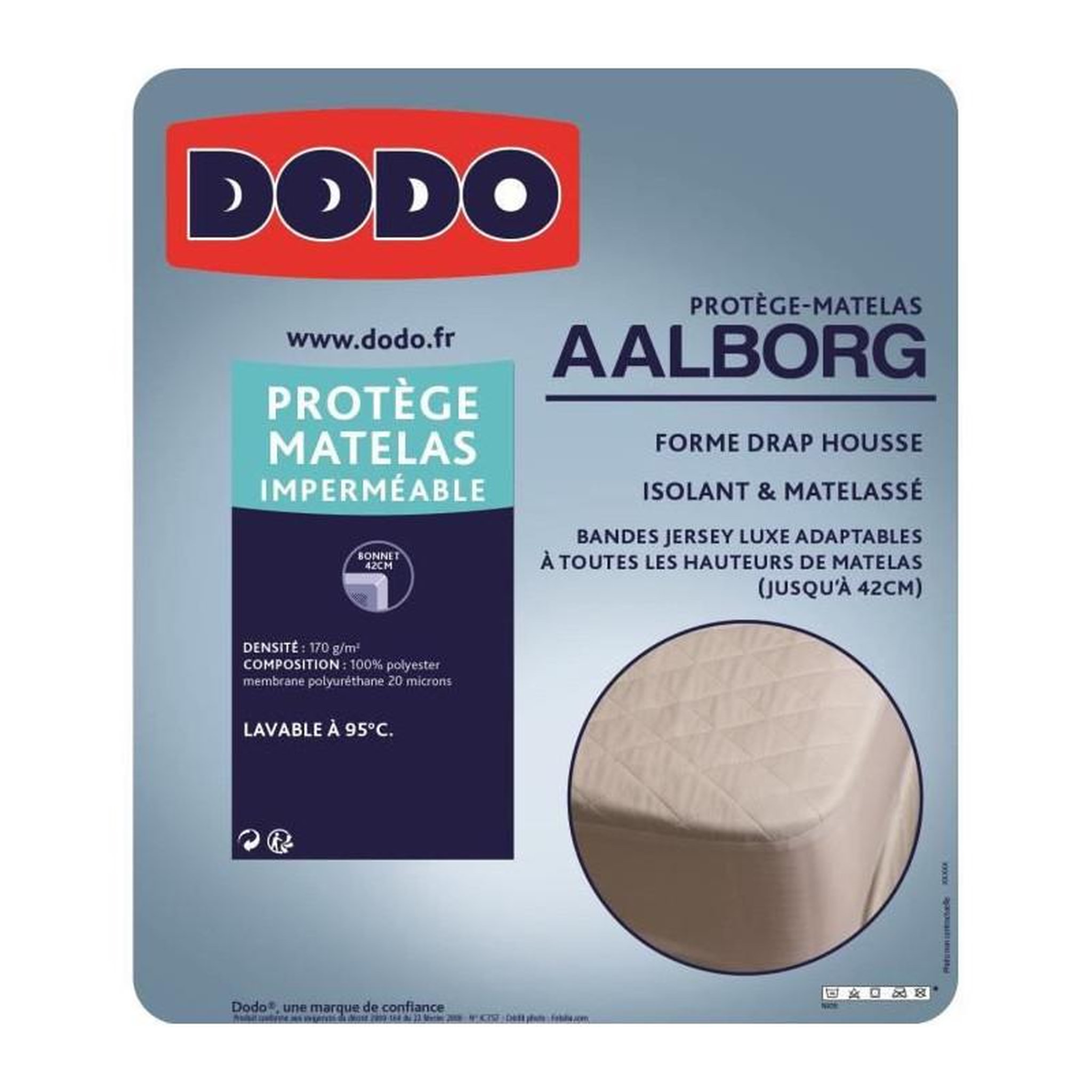 Voir la diapositive 3 : DODO DODO Protege matelas Aalborg - Matelasse et impermeable - 180x200 cm