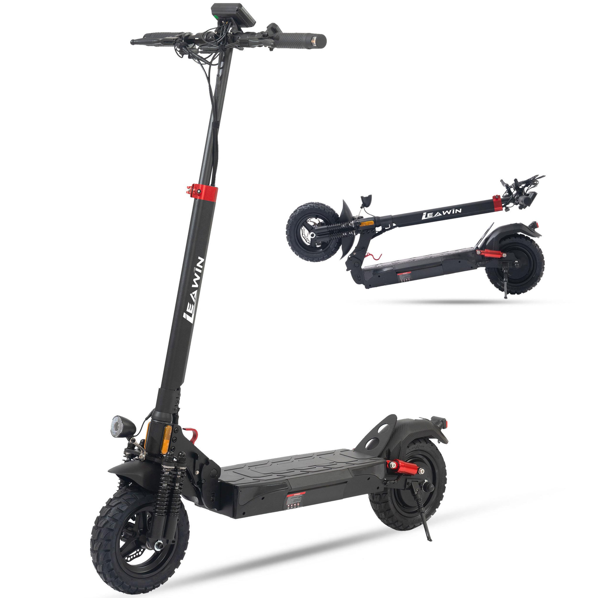 LEAWIN Trottinette électrique leawin t4, 10 pouces, batterie 48 v 12,5 ah, pliable, noire