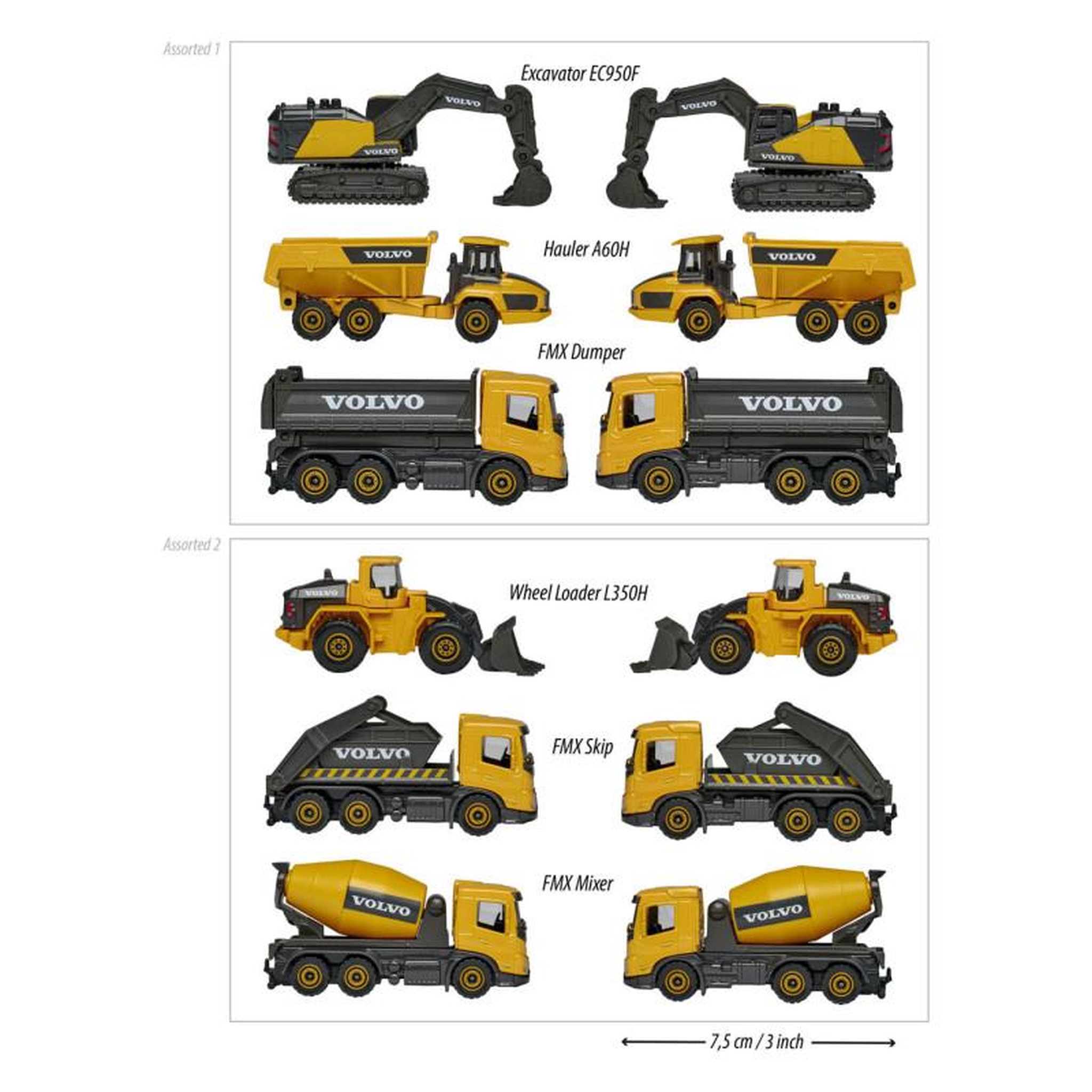 Voir la diapositive 4 : Majorette 3 VEH 1 64 MAJO CHANTIER VOLVO Majorette SMY212057284