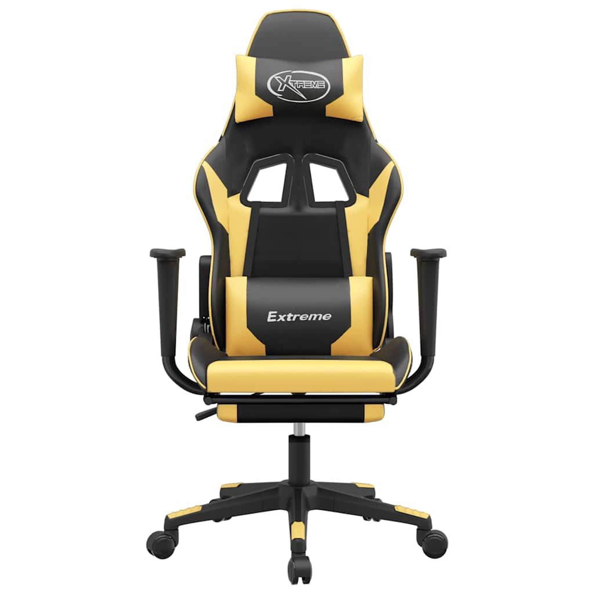 Voir la diapositive 4 : VIDAXL Chaise de jeu de massage et repose-pied Noir dore Similicuir