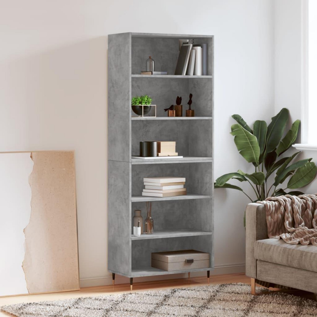 VIDAXL Buffet gris beton 69,5x32,5x180 cm bois d'ingenierie