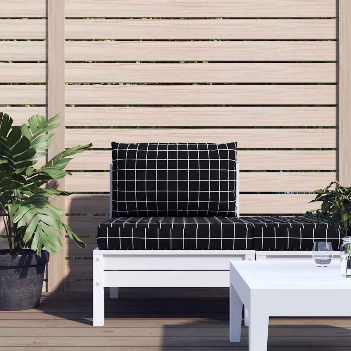 VIDAXL Coussins de palette lot de 2 motif a carreaux noir tissu Oxford