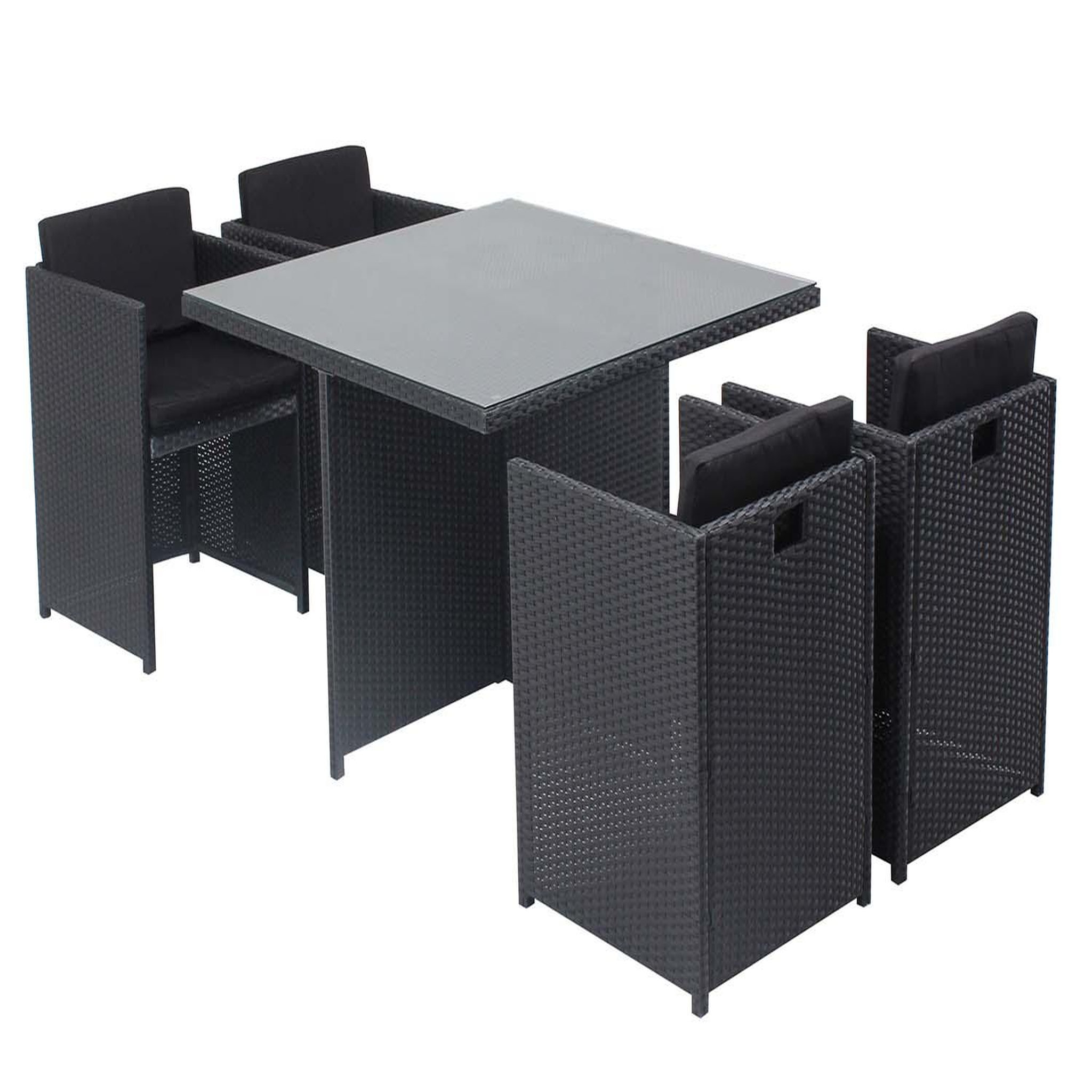 CONCEPT USINE Table et chaises 4 places encastrables en résine noir-noir MIAMI