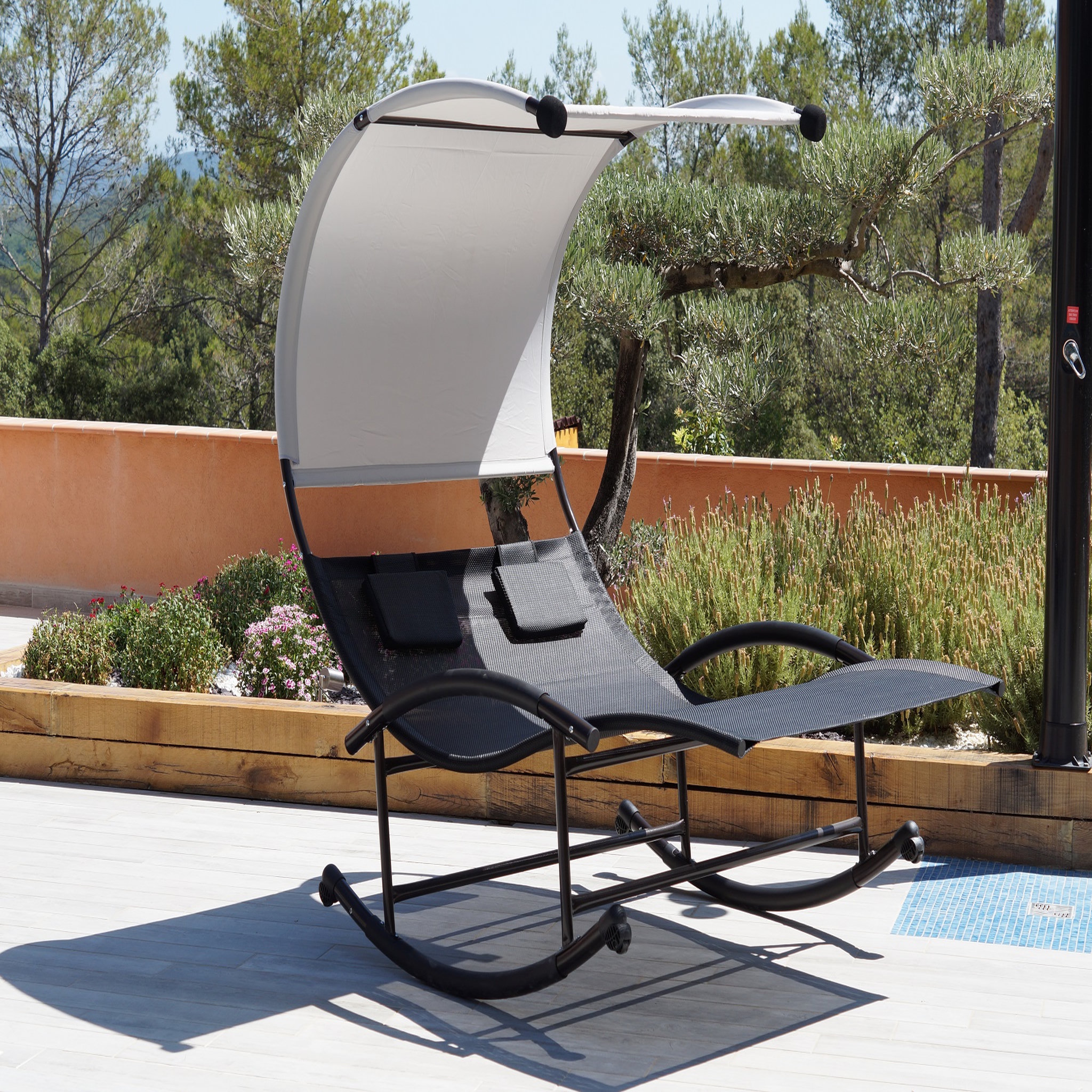 Voir la diapositive 1 : Balancelle de jardin - Acier et polyester - Gris - WELNESS