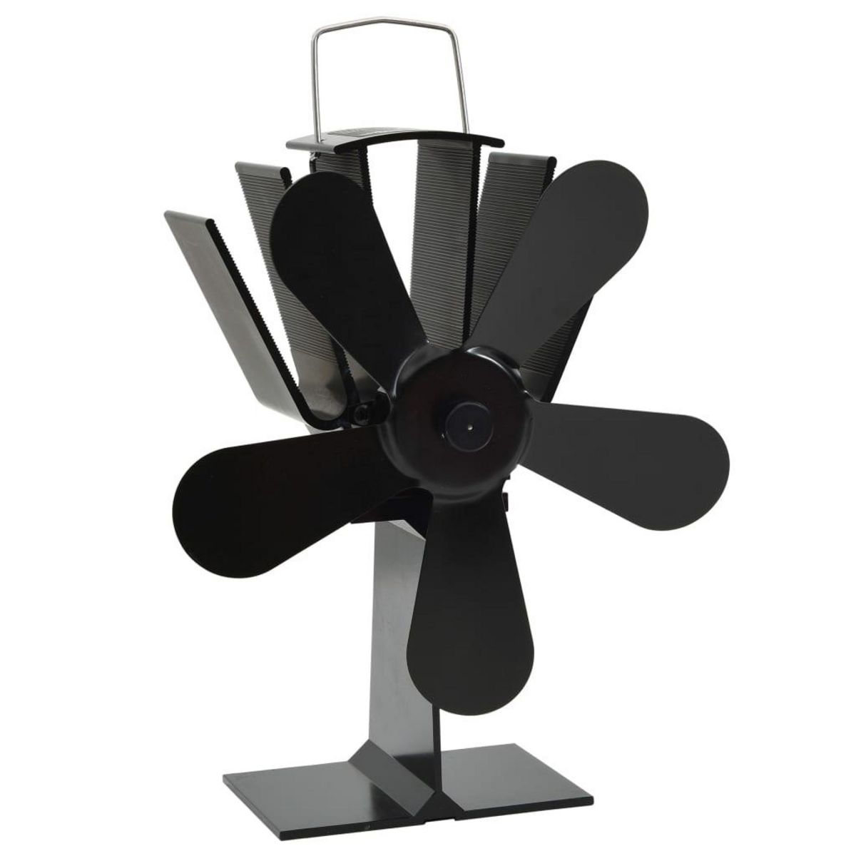VIDAXL Ventilateur de poele alimente par chaleur 5 pales Noir