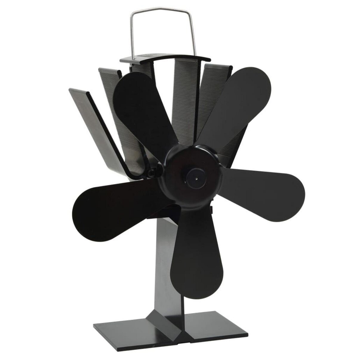 VIDAXL Ventilateur de poele alimente par chaleur 5 pales Noir