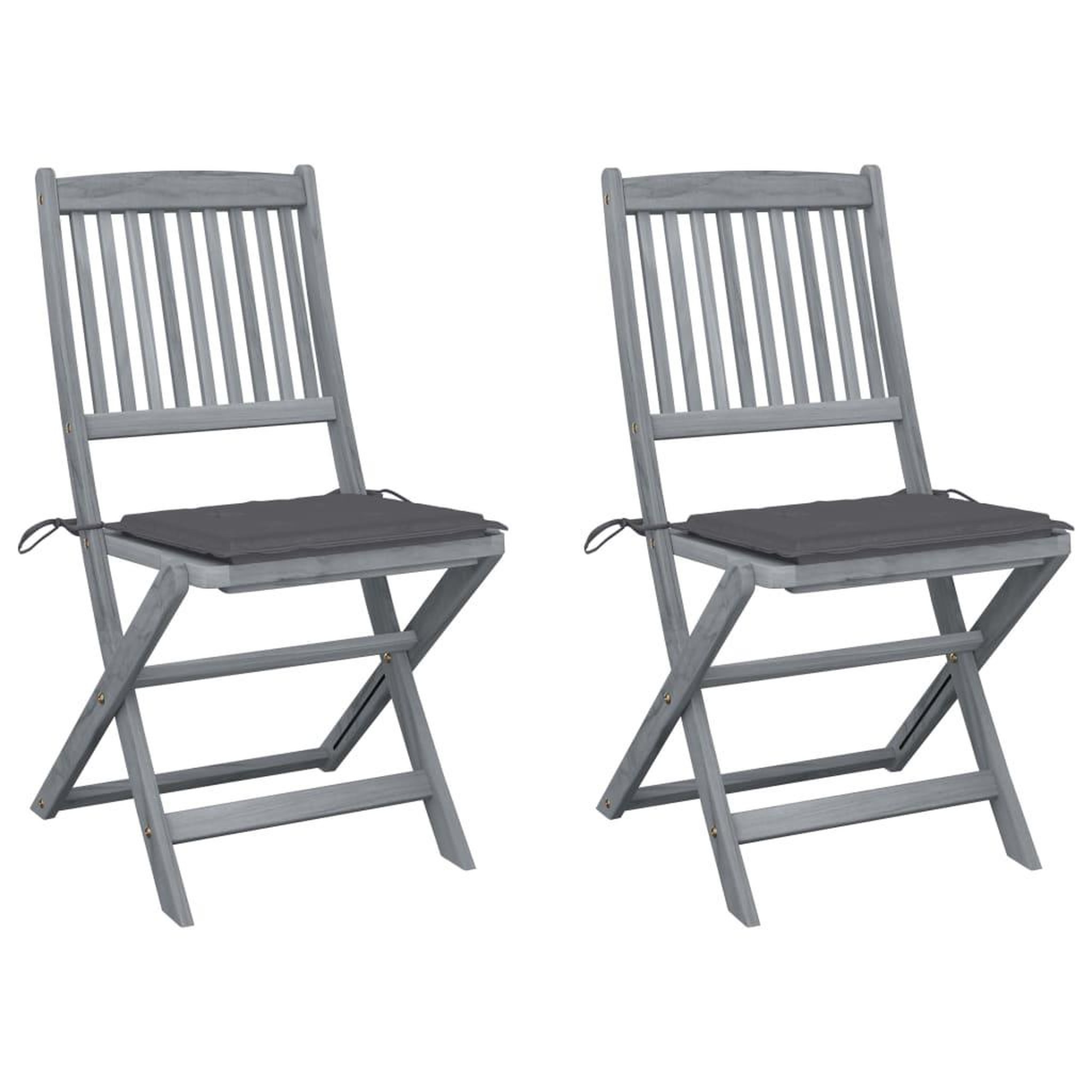 Voir la diapositive 1 : VIDAXL Chaises pliables d'exterieur lot de 2 et coussins Bois d'acacia