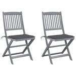 VIDAXL Chaises pliables d'exterieur lot de 2 et coussins Bois d'acacia