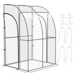 OUTSUNNY Serre de jardin adossée serre adossée dim. 1,43L x 1,18l x 2,12H m 2 portes zippées enroulables acier PVC transparent