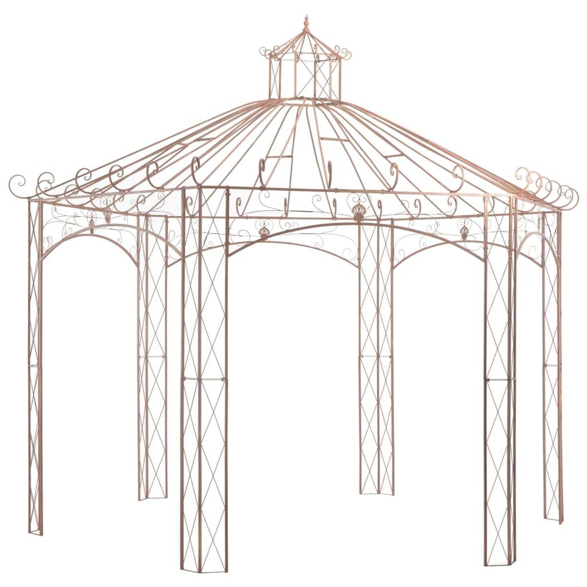 VIDAXL Pavillon de jardin marron antique 4 m fer