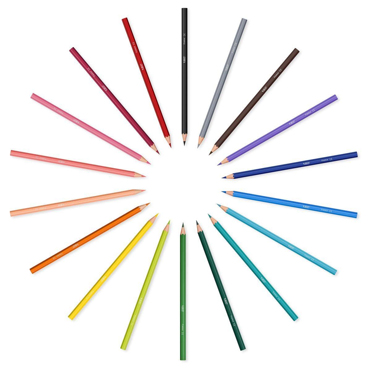 BIC Boîte de 18 crayons de couleur Kids Tropicolors