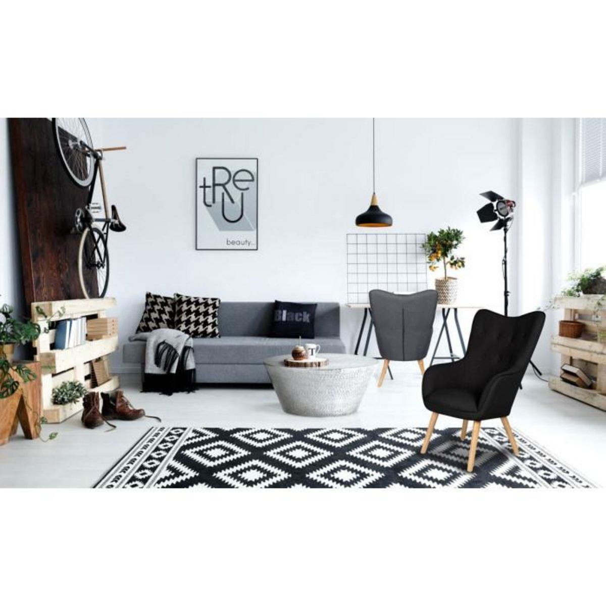 Paris Prix Fauteuil Scandinave  Aimee  67cm Noir