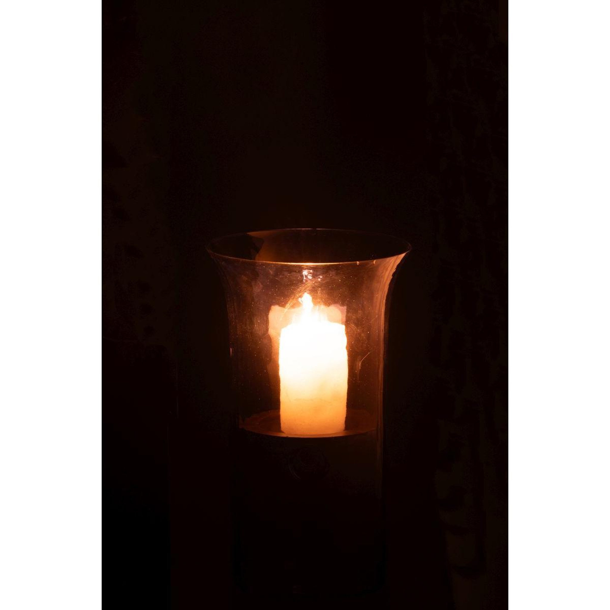 Voir la diapositive 3 : J-LINE Photophore étroit en verre  tarifa  26cm bleu