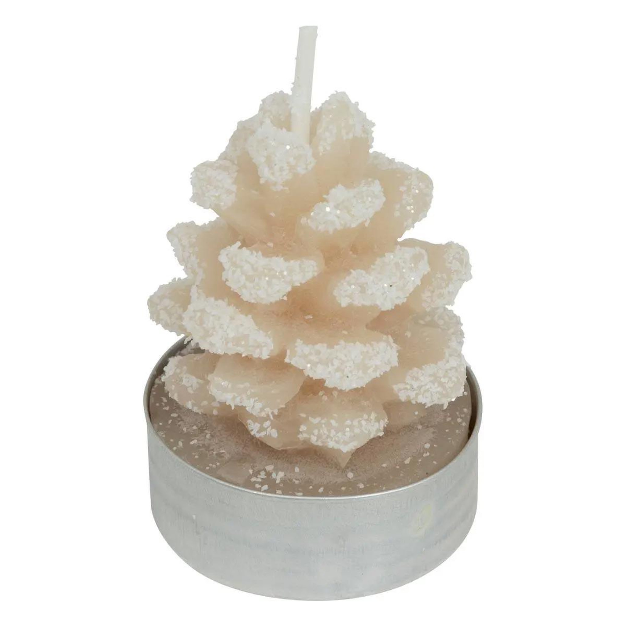 Voir la diapositive 2 : ATMOSPHERA Lot de 4 bougies chauffe-plats  pomme de pin  100g beige